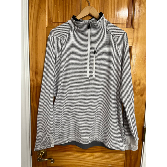 Lululemon Mens Surge 1/2 Zip Pullover Long Sleeve Shirt Gray White Striped Large - Picture 1 of 10